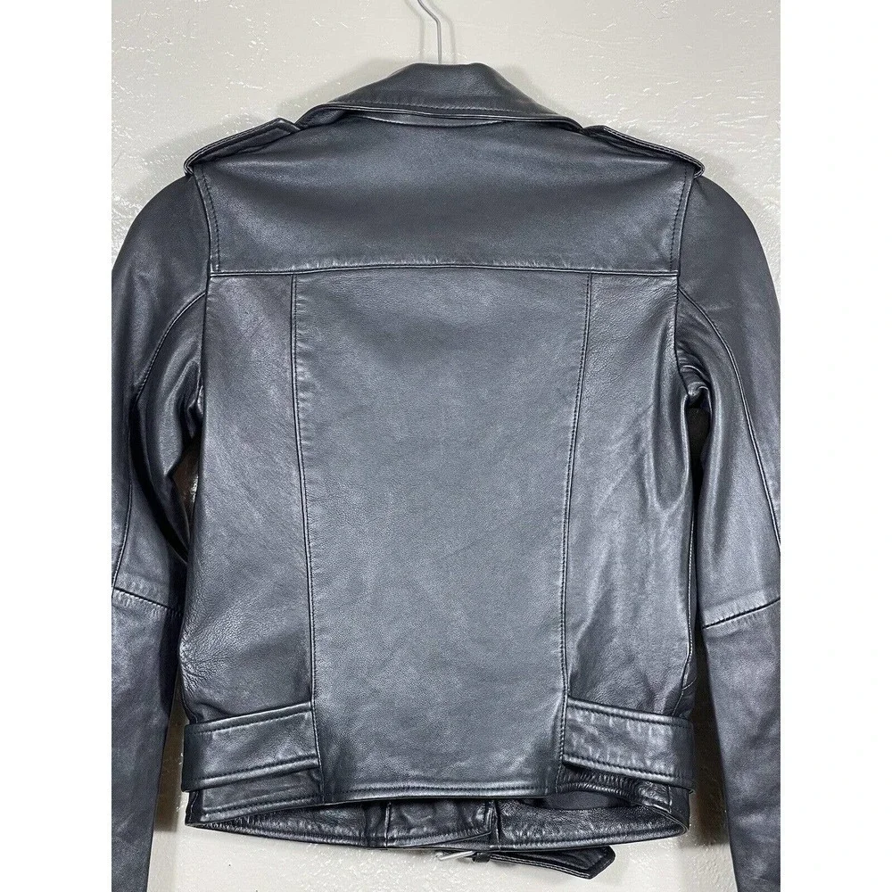 NWOT ALLSAINTS BALFERN LEATHER BIKER WOMEN'S JACKET BLACK SIZE - 0.US/4.UK/32.EU